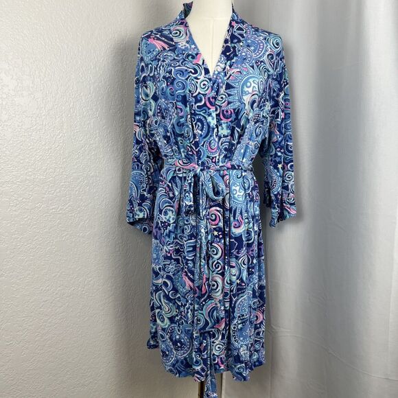 Lilly Pulitzer Other - Lilly Pulitzer Blue Floral Robe Intimates Sleepwear